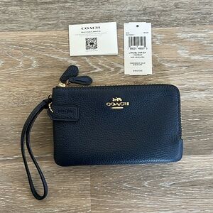 Coach blue wristlet wallet
